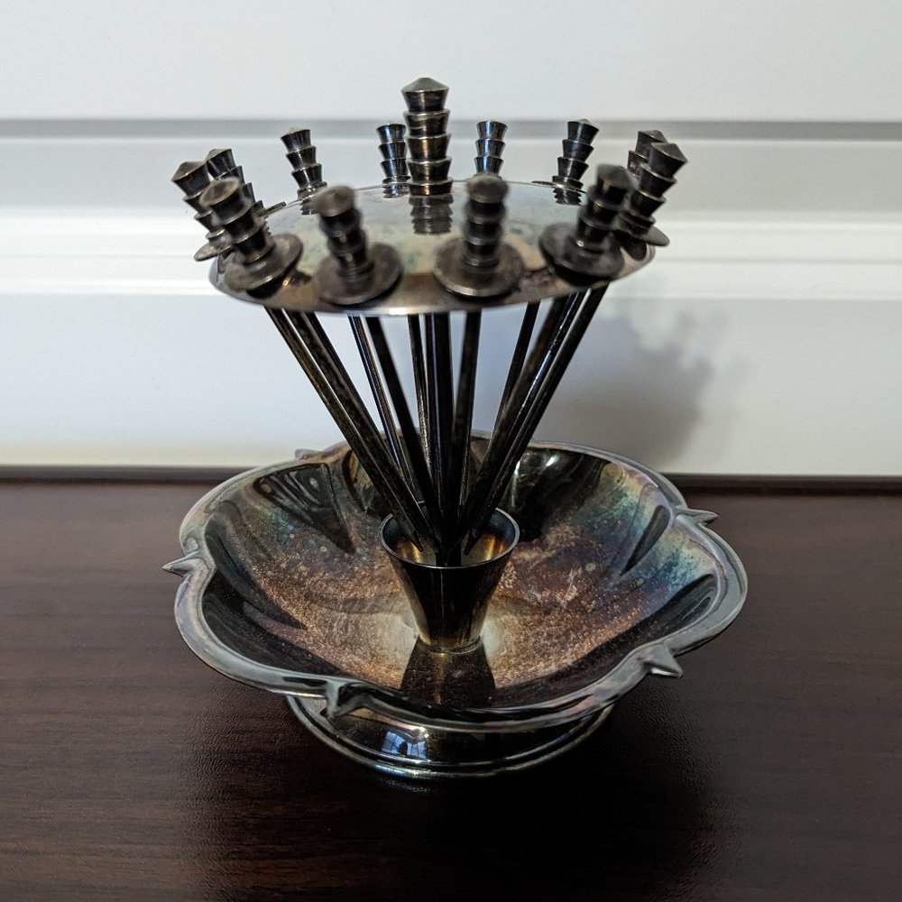 Vintage Silver Plated Sword Appetizer Set of 12